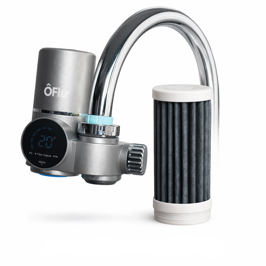 ÔFltr faucet filter bundle with digital display and replacement cartridge for clean drinking water