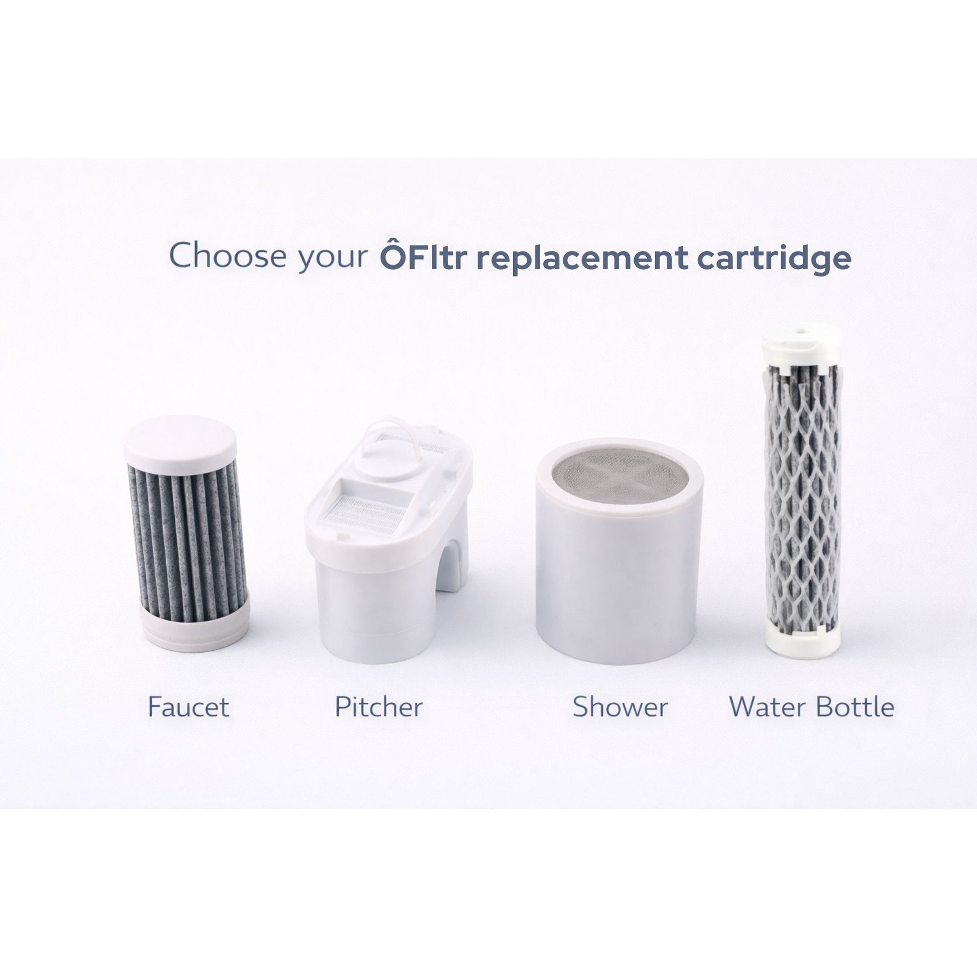 ÔFltr replacement cartridges for faucet filter, water pitcher, shower filter, and water filter bottle