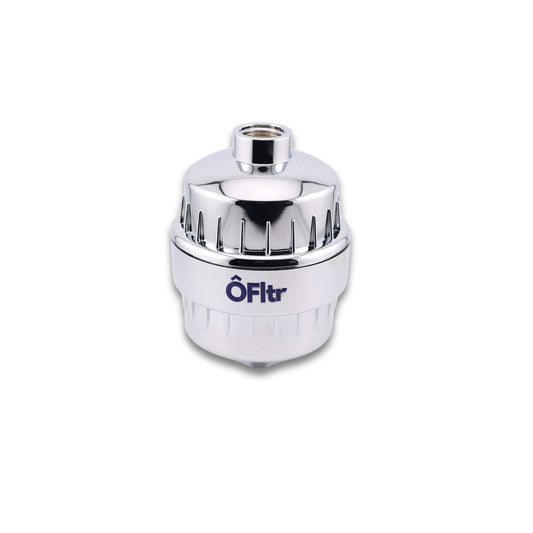 ÔFltr shower filter with chrome finish for reducing chlorine and improving shower water quality
